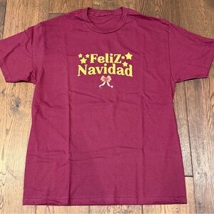 FREE - Maroon Feliz Navidad T-Shirt - American Apparel, Size Large (unisex) NWT